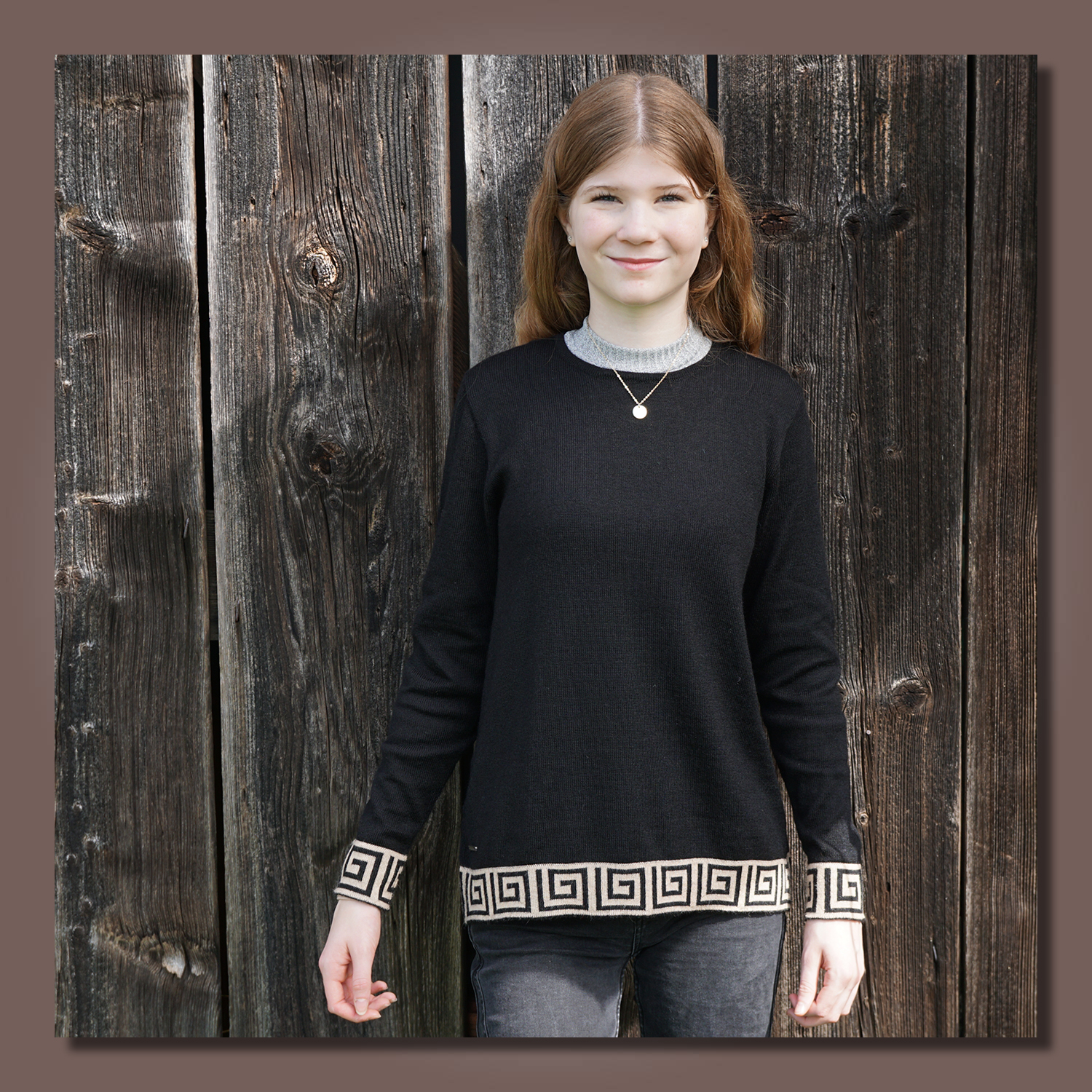 Pullover/sweater INCA, Farbe/colour: schwarz-beige/black-beige, Größe/size: S