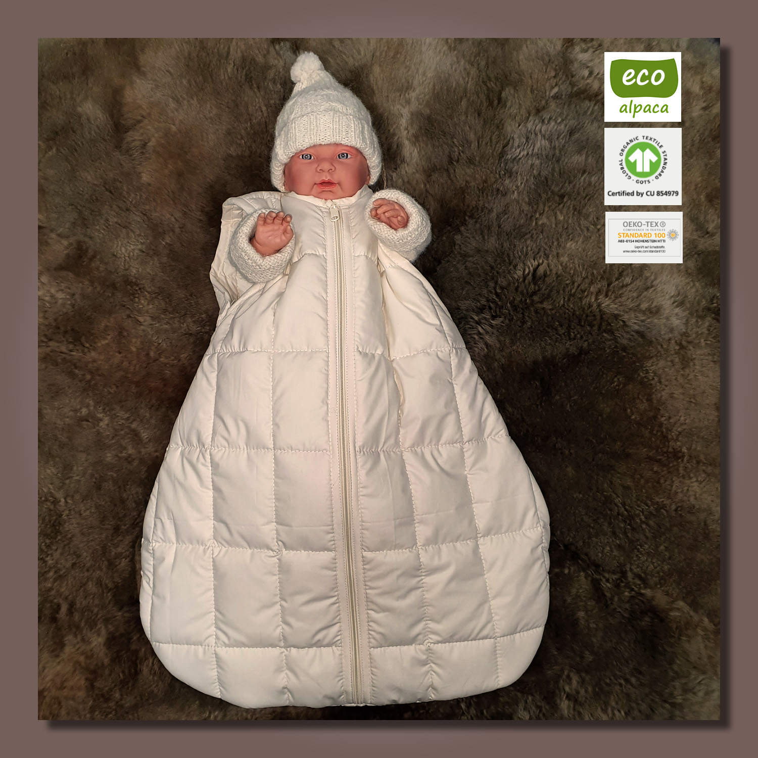 Bio-Alpaka Babyschlafsack/organic alpaca baby sleeping bag "dream with nature" - Premium